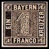 First Bavaria postage stamp 1k 1849 issue.jpg