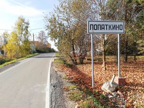 знак при въезде в деревню Лопаткино