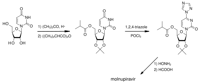 Molnupiravir synthesis.svg