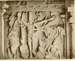 Vishnu Upholding the Universe from sculpture at Mamallapuram India 1913.jpg