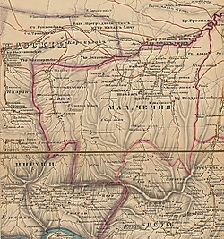 Карта Малой Чечни в 1847 году