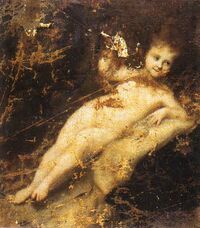Child Elizabeth of Russia as Olympic goddess by L.Caravaque (1710s, Russian museum) damaged.jpg