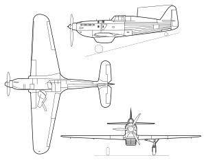 Rogožarski IK-3 three view.svg