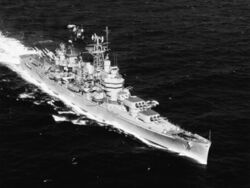 USS Boston (CAG-1) underway at sea, in March 1956 (NH 98280).jpg