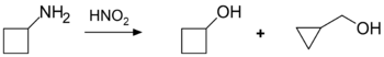 Cyclobutanol by Demjanov rearrangement.png