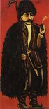 Niko Pirosmani. Shepherd in a Sheepskin Cloak on a Red Background. Oil on oilcloth. Private collection.jpg