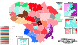 2024 Lithuanian parliamentary election - first round.svg