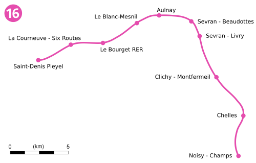Métro Paris Ligne 16 tracé réel.svg