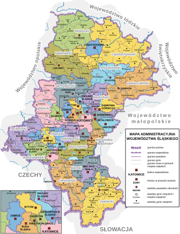 Silesian Voivodeship administrative map.svg