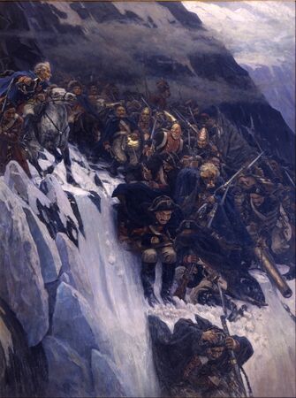 Vasily Surikov - Suvorov Crossing the Alps in 1799 - Google Art Project.jpg