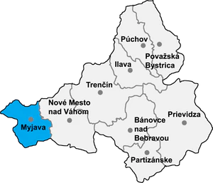 Район Миява на карте