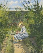 Camille Pissarro - Jeanne Pissarro dite Minette, assise au jardin, Pontoise (PD 256).jpg