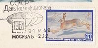 The Soviet Union 1960 CPA 2403 stamp (European hare). Cut from a maximum card with Jacobs 1271 postmark.jpg