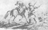 Лермонтов Черкес с лошадью Итальянский карандаш 1837.jpg