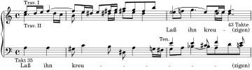 BWV 244 Incipit Nr. 54b Laß ihn kreuzigen I.svg