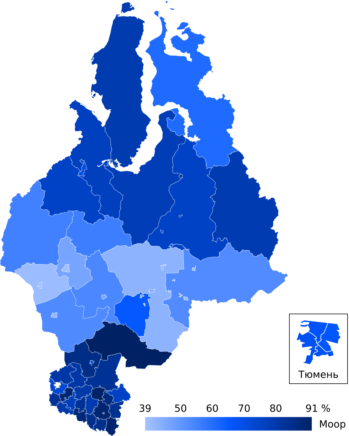 2018 Tyumen Oblast gubernatorial election map.svg