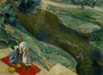 Breakfast at aryk by Petrov-Vodkin (1921, Kiev).jpg