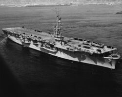 USS Rendova (CVE-114) at anchor off San Diego, California (USA), circa 1952-1954 (NH 97443).jpg