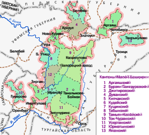 Башкирская Советская Республика (Малая Башкирия) на карте