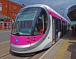 Midland Metro tram no. 20 on display at St. Georges, Bilston Street, Wolverhampton, geograph-4028311-by-P-L-Chadwick.jpg