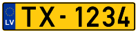 Latvian number plate TX.svg