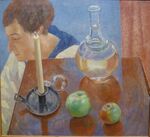 Candle and Carafe, Kuzma Petrov-Vodkin, 1918.JPG