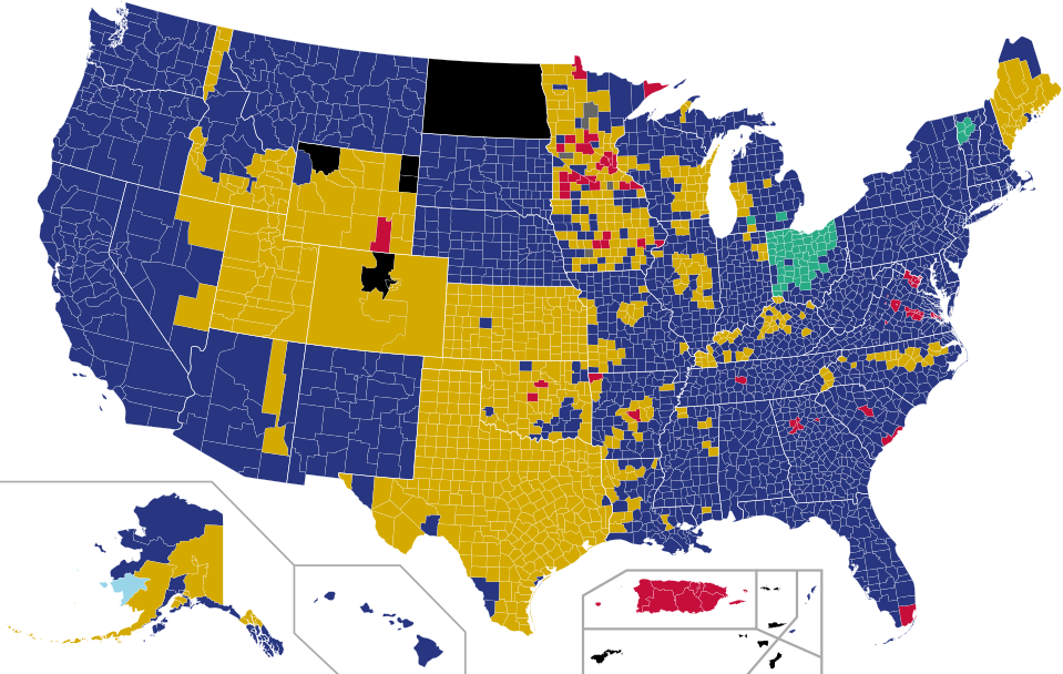 Republican Party presidential primaries results by county, 2016.svg