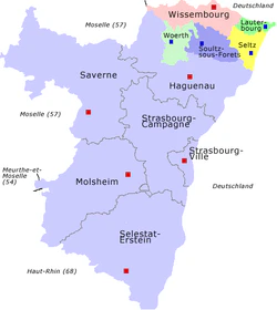 Кантон на карте департамента Нижний Рейн