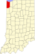 Map of Indiana highlighting Lake County.svg