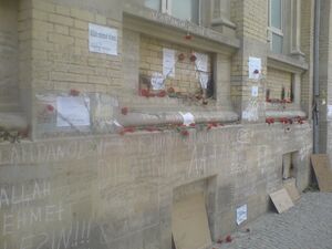 Wall of ASOA after terror act of 30th April 2009.JPG