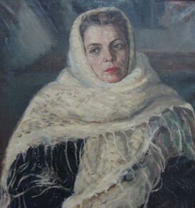 «Поясной портрет Безукладниковой А. Н.», 1950 г., автор Яранцев А. Г.