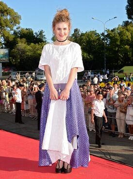 Актриса Анна Цуканова-Котт на церемонии закрытия 27-го Открытого российского кинофестиваля "Кинотавр" в Сочи.