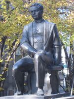 Mukhan Tulebayev's monument in Almaty.JPG